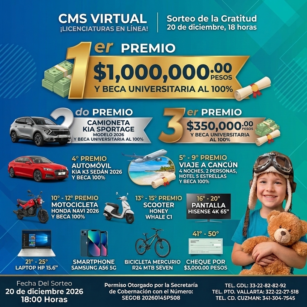 29° Sorteo de la Gratitud - 20 de Diciembre de 2026 - $1,000,000 primer premio